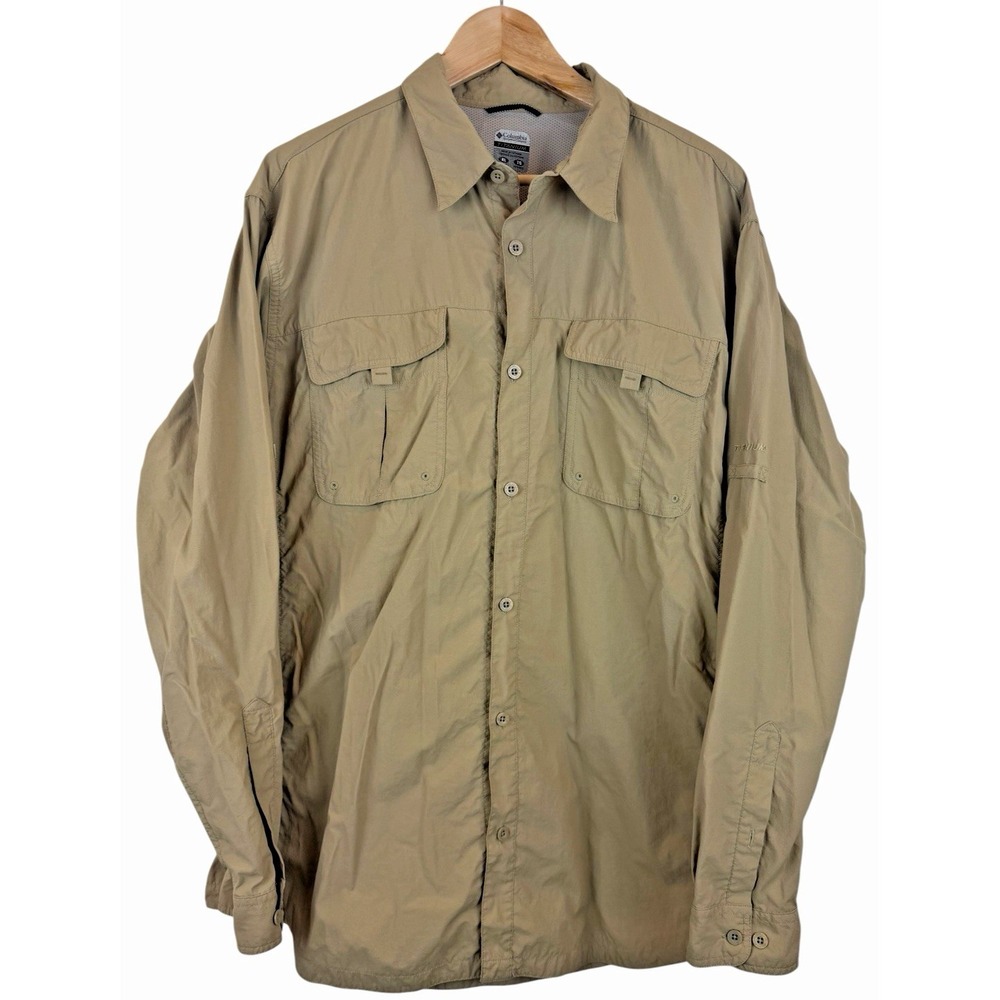 Columbia‎ Titanium Men's Vented Long Sleeve Fishing Hiking Shirt Size XL Brown